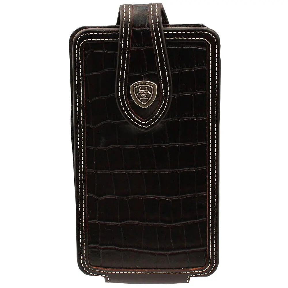 M&F Western Ariat Croc Leather Cell Phone Holder Iphone Brown 1