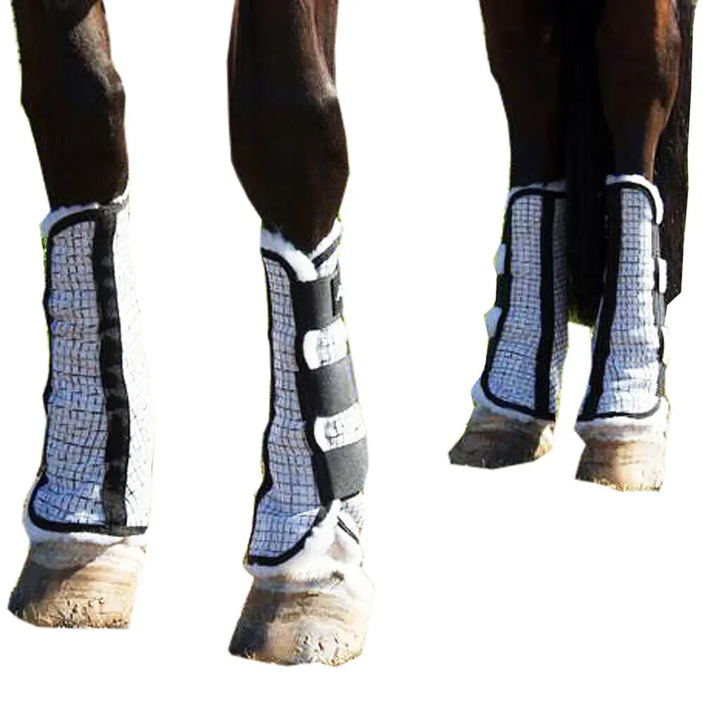 Professionals Choice Horse Fly Boots Value-4 Pack Fleece Lined Grey Black 1