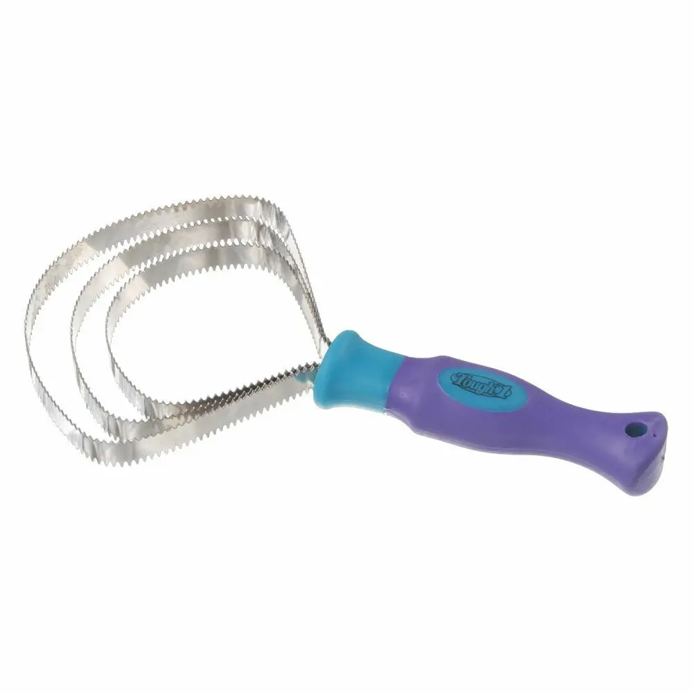 Tough 1 Horse Great Grips Metal Curry Comb Steel 3 Blade Teal Purple 1
