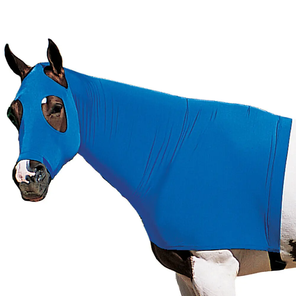 Weaver Equiskinz Lycra Stretchable Fleece Lined Horse Hood Blue Small 1
