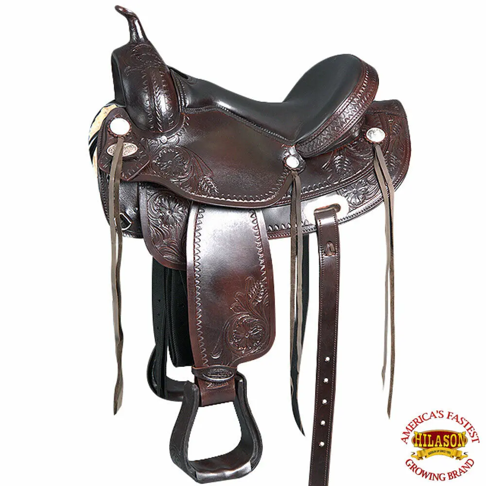Hilason Western Horse Treeless Trail Pleasure Leather Saddle Brown 1