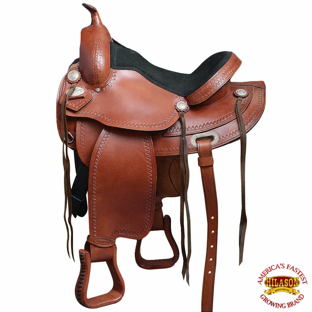 Western Horse Saddle American Leather Treeless Trail Pleasure Hilason 1