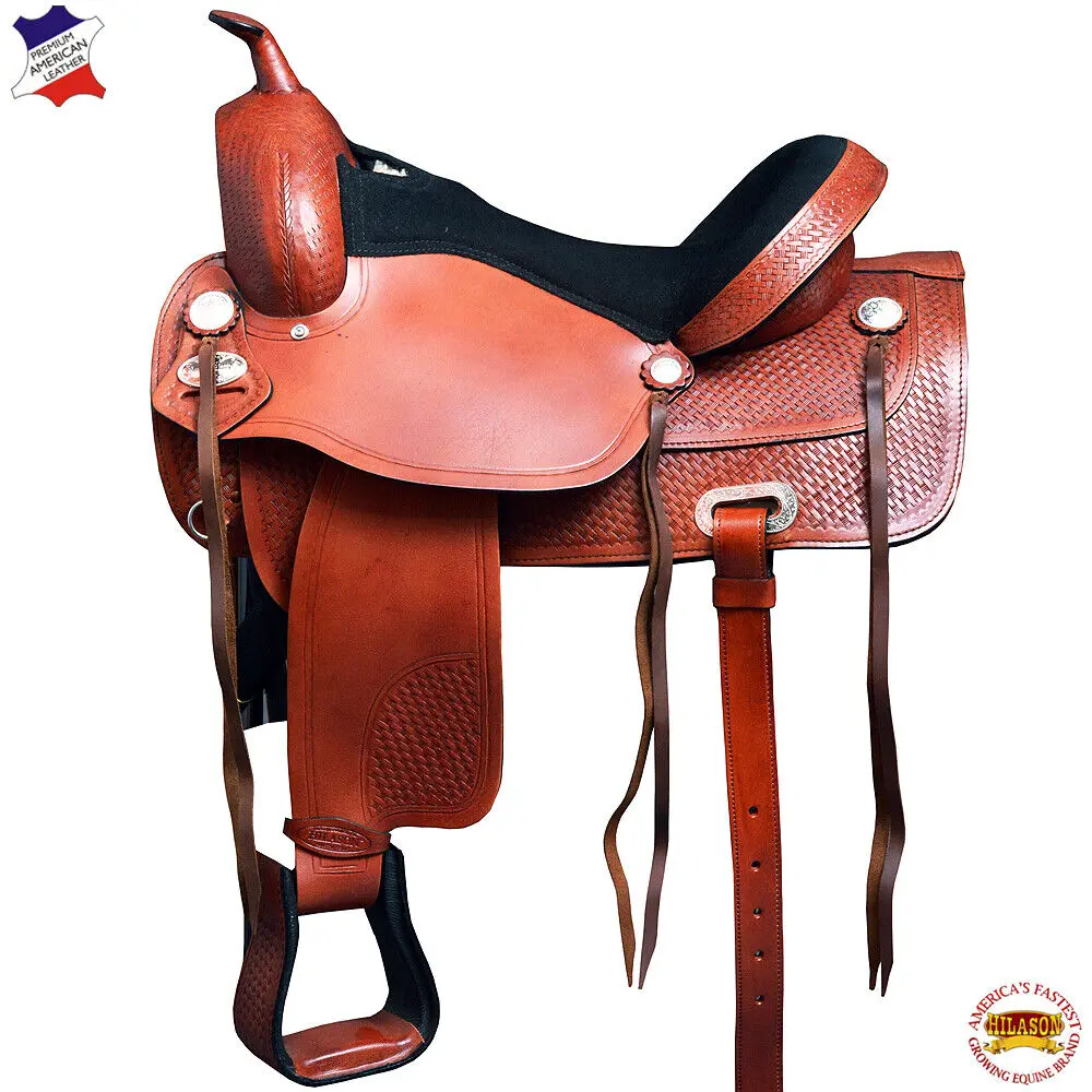 Hilason Western Horse Treeless Trail Pleasure Saddle American Leather 1