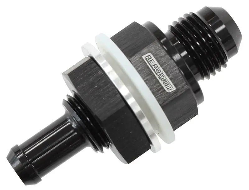 Af927-06-05Blk Fuel Cell Bulkhead Fitting – -6An To 5/16" Barb Adapter In Black Anodized Aluminum 1