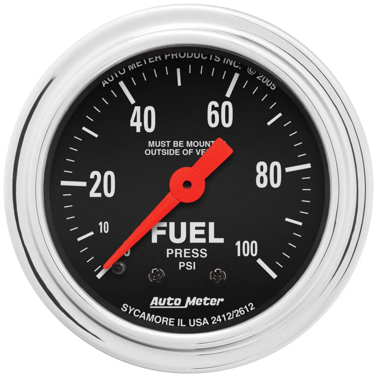 Autometer 2412 Traditional Chrome Analog Gauge – 2-1/16" Speedometer Or Tachometer 1